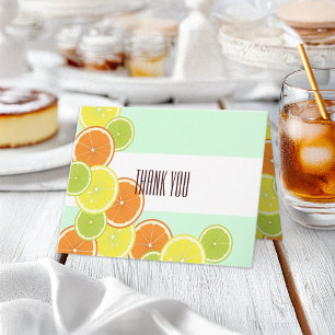 Modern Mint Green Citrus Fruits Thank You Card