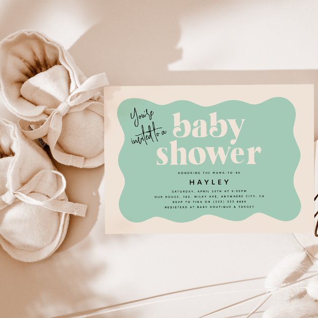 Modern Mint Green & Cream Baby Shower Invitation (Creator Uploaded)