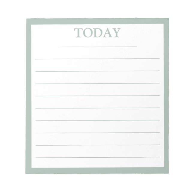 Modern Mint Green Frame TODAY To Do List Notepad (Front)