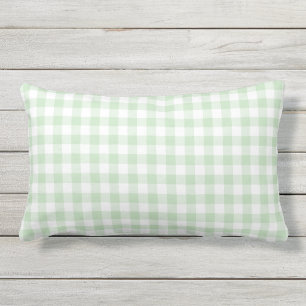Modern Mint Green Gingham Pattern Check Lumbar Cushion