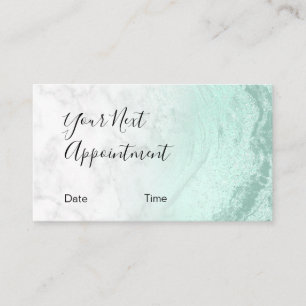 Modern mint green glitter marble makeup artist appointment card