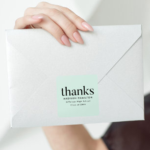 Modern Mint Green Graduation Thank You Square Sticker