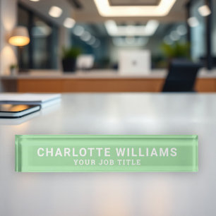 Modern Mint Green Office Employee Nameplate