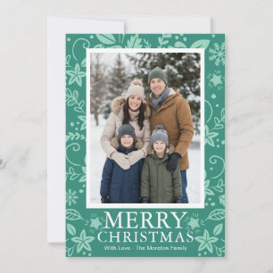 Modern Mint Green Photo Christmas Holiday Card