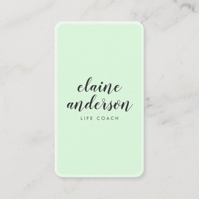 Modern mint green rounded border elegant minimal business card (Front)