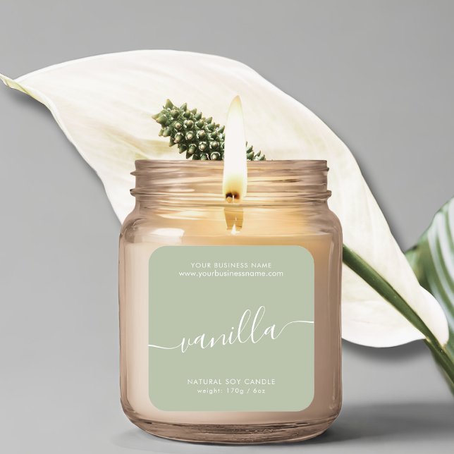 Modern mint green script candle product label (Creator Uploaded)