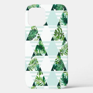 Modern Mint Green Tropical Triangles Pattern iPhone 12 Case