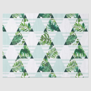 Modern Mint Green Tropical Triangles Pattern Tissue Paper