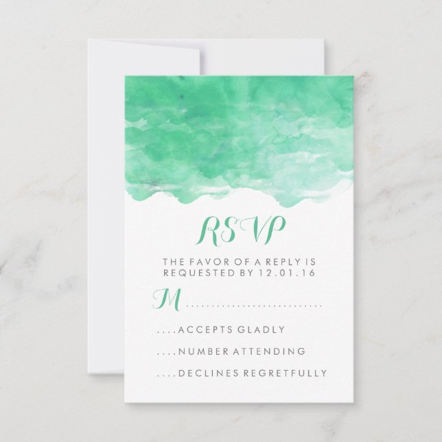 Modern Mint Green Watercolor | Wedding RSVP (Front)