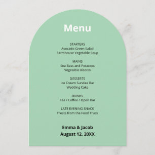 Modern Mint Green Wedding Menu Card