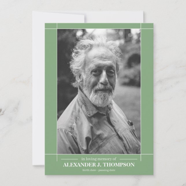 Modern Mint Green & White In Loving Memory Funeral Thank You Card (Front)