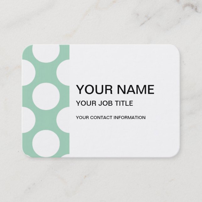 Modern Mint Green White Polka Dots Pattern Business Card (Front)