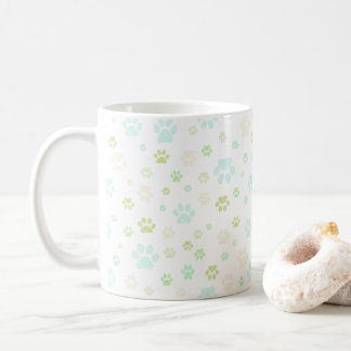 Modern Mint & Grey Paw Print Coffee Mug