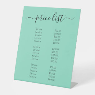 Modern Mint Hair Salon Business Price List Menu Pedestal Sign