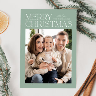 Modern Mint Merry Christmas Photo Holiday Card