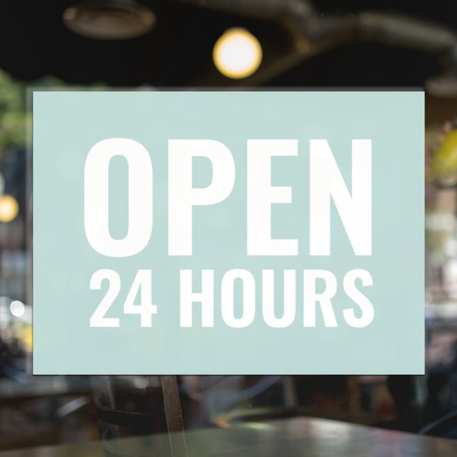 Modern Mint “Open 24 Hours” Sign  (Creator Uploaded)