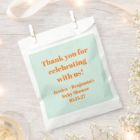 Modern Mint Orange Baby Shower Custom Thank You