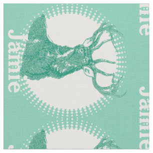 Modern Mint Personalised Deer Fabric