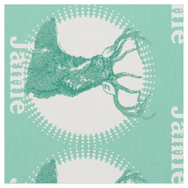 Modern Mint Personalised Deer Fabric (Close Up)
