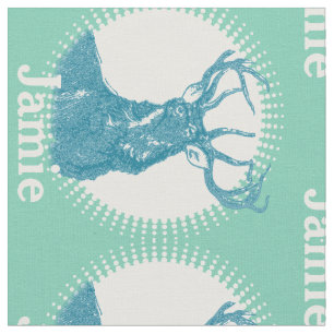 Modern Mint Personalised Deer Fabric