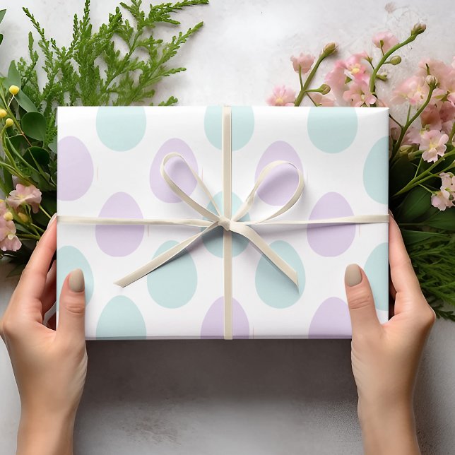 Modern Mint & Purple Pastel Eggs Pattern | Easter  Wrapping Paper (Creator Uploaded)