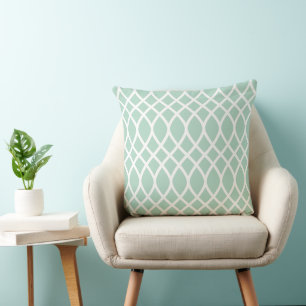 Modern Mint Trellis Framework Pattern Cushion