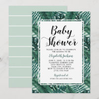 Modern Mint Tropical Palm Leaf Baby Shower