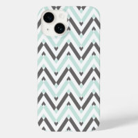 Modern Mint White Grey Geometric Chevron Design Ca