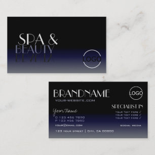 Modern Mirror Font Classic Black Blue with Logo Business Card
