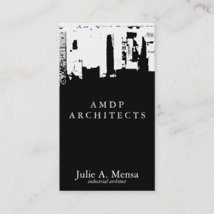 Modern Mirrored Urban Skyline Architect Business Card