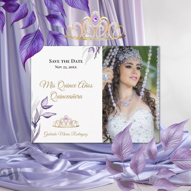 Modern Mis Quince Años Quinceañera Save the Date  Postcard (Creator Uploaded)