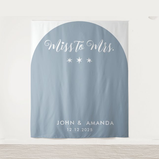 Modern Miss to Mrs Bridal Shower blue Arch Tapestry (Front)