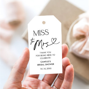 Modern Miss to Mrs Bridal Shower Gift Tags
