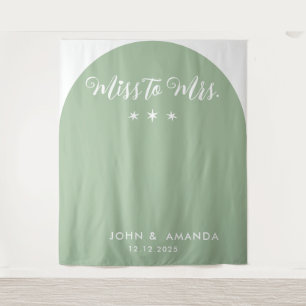 Modern Miss to Mrs Bridal Shower Sage Green Arch Tapestry