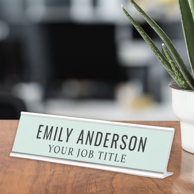 Modern Mist Green Office Employee Desk Name Plate (Creator Uploaded)