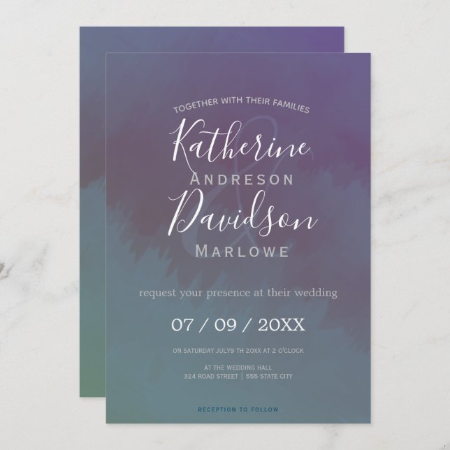 Modern Mist Minimalist Wedding Invitation (Front/Back)