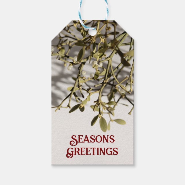 Modern Mistletoe Christmas Gift Tags (Front)