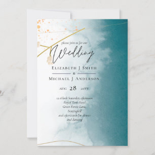 Modern Misty Blue Gold Wedding