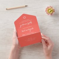 Modern Mitzvah Coral  ALL IN ONE INVITATION