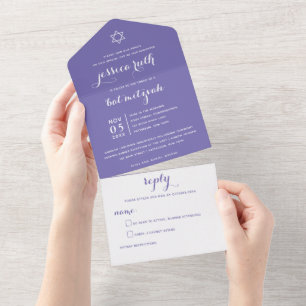 Modern Mitzvah Light Purple ALL IN ONE INVITATION