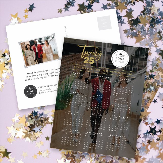 Modern Mix Typography 2025 Calendar Photo New Year Holiday Postcard (Modern Mix Typography 2025 Calendar Photo New Year Holiday Postcard @ fat_fa_tin)