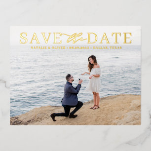Modern Mix Typography Photo Save the Date Foil Invitation Postcard