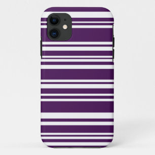 Modern Mixed Purple and White Stripes iPhone 11 Case