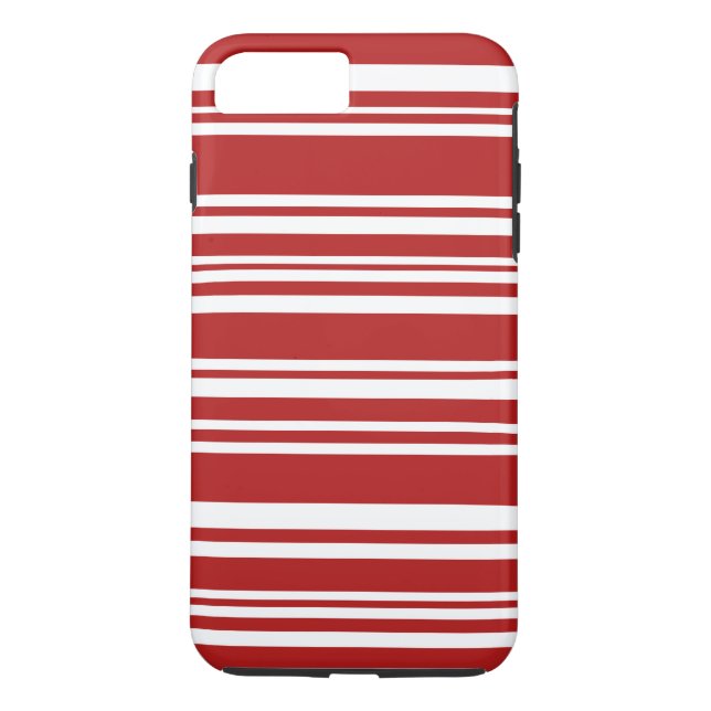 Modern Mixed Red and White Stripes Case-Mate iPhone Case (Back)