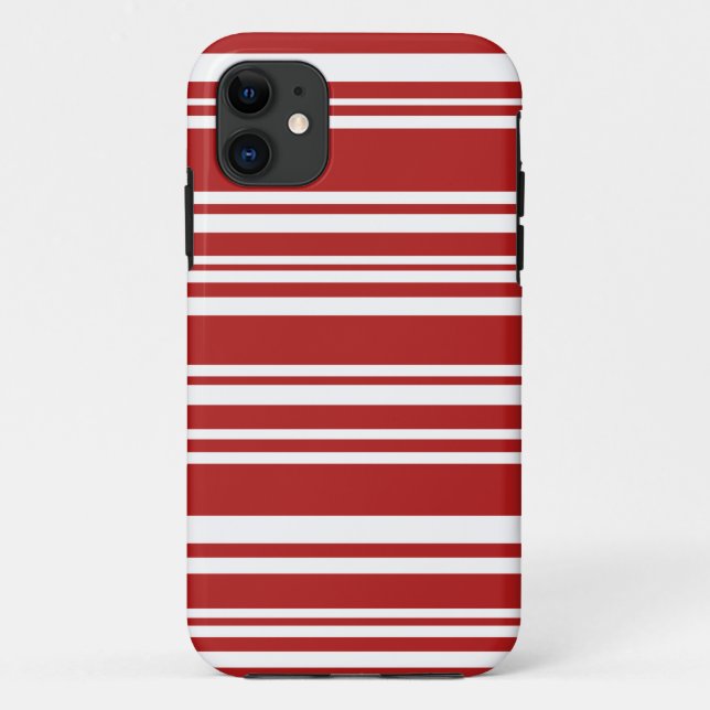 Modern Mixed Red and White Stripes Case-Mate iPhone Case (Back)