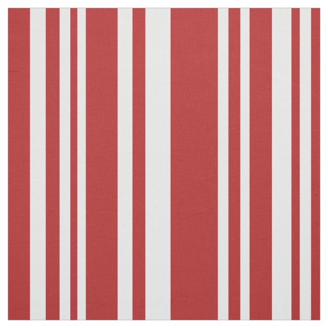 Modern Mixed Red and White Stripes Fabric (Swatch)