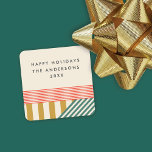 Modern Mixed Stripes Christmas Holiday Square Sticker<br><div class="desc">This fun,  festive holiday sticker features a mix of think and thin stripes in warm red,  yellow ochre,  and dark green. This design coordinates with our Modern Mixed Stripes Holiday photo cards...  See the collection for more items.</div>