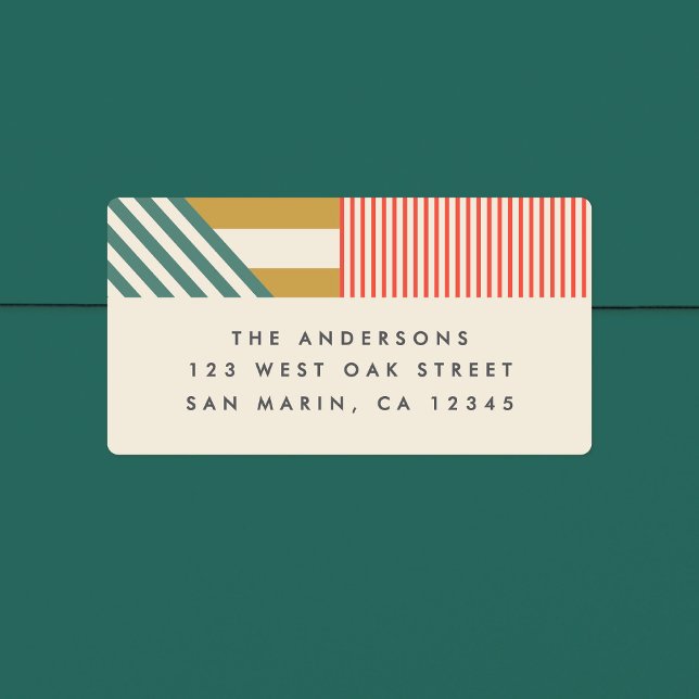 Modern Mixed Stripes Holiday Return Address Label (Creator Uploaded)