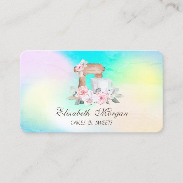 Modern Mixer Flowers Bakery  Business Card (Front)