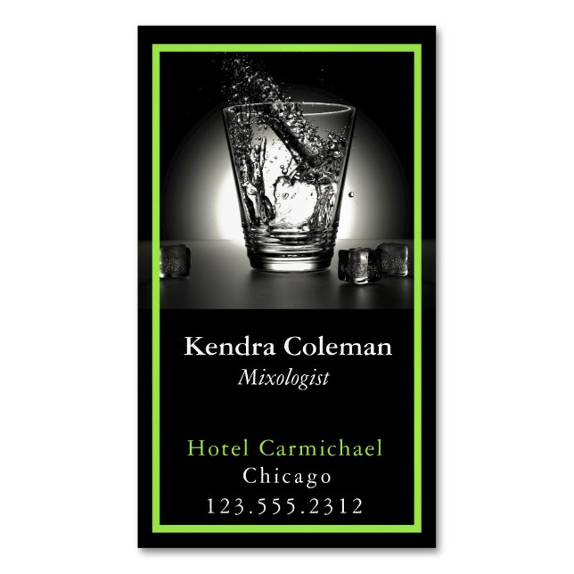 Modern Mixologist Magnetic Business Card (Front Vertical)